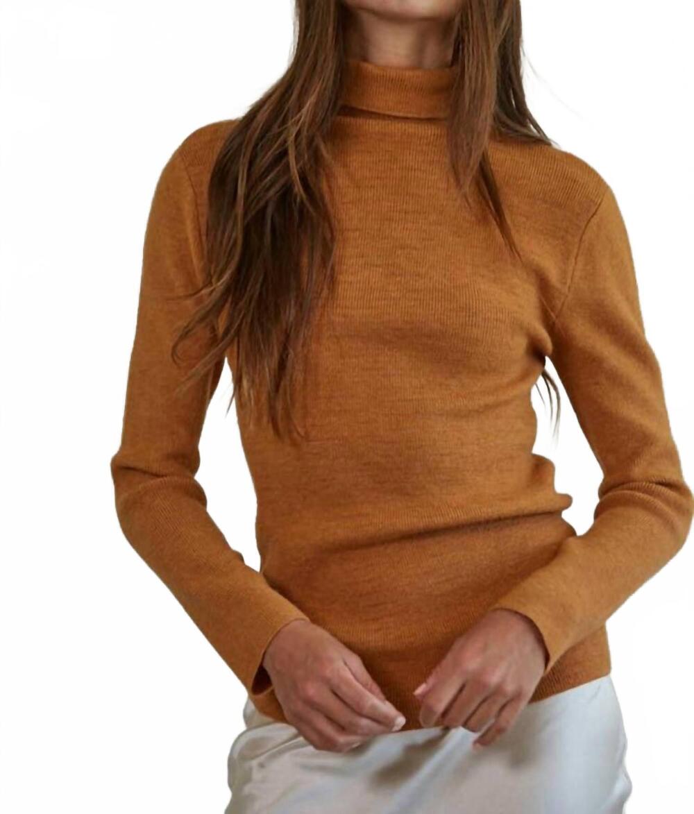 NEW BY TOGETHER knit sweater turtle neck top in camel